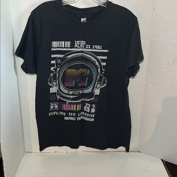 MTV Black V-Neck Tee - Picture 1 of 7